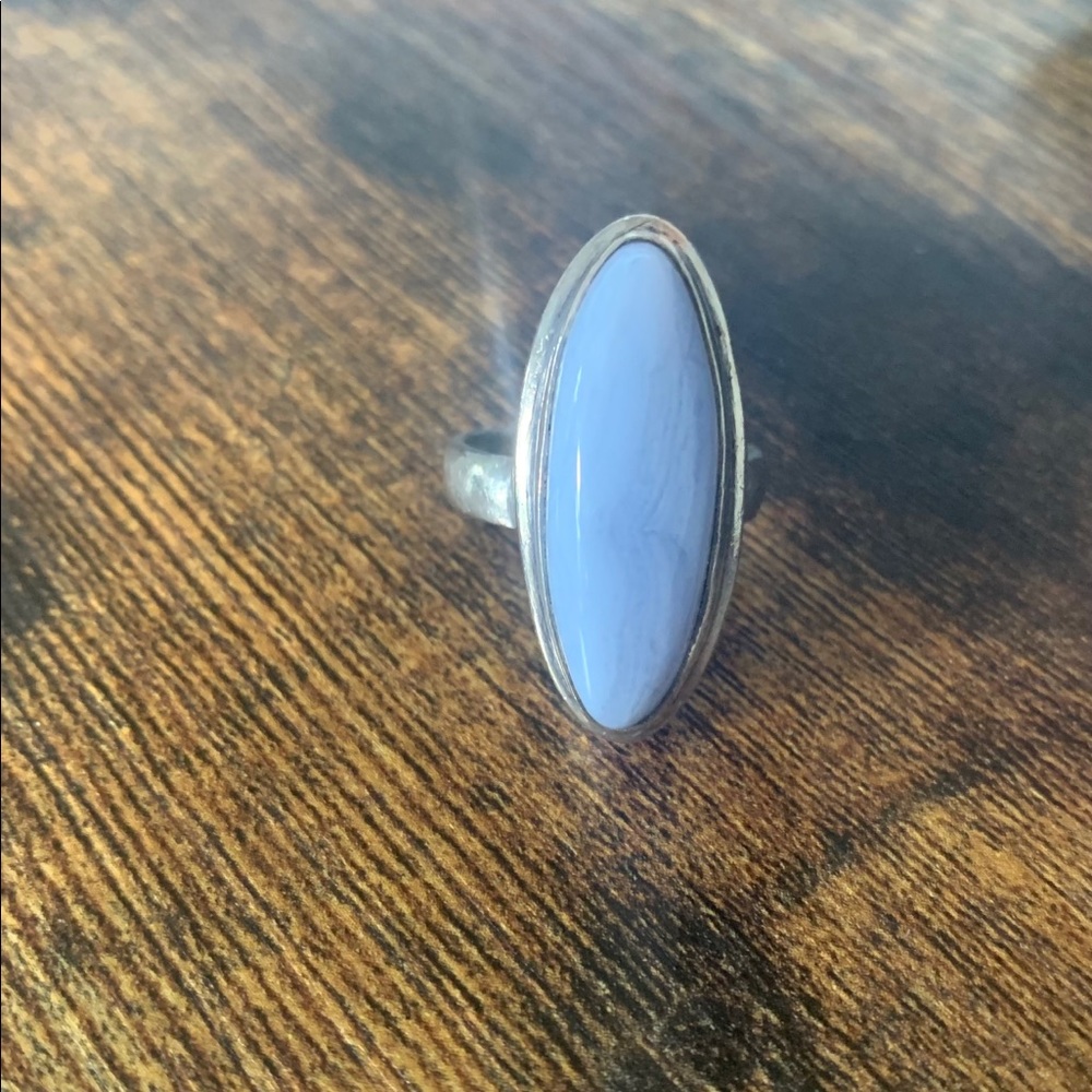 Silver Angelite Stone Ring